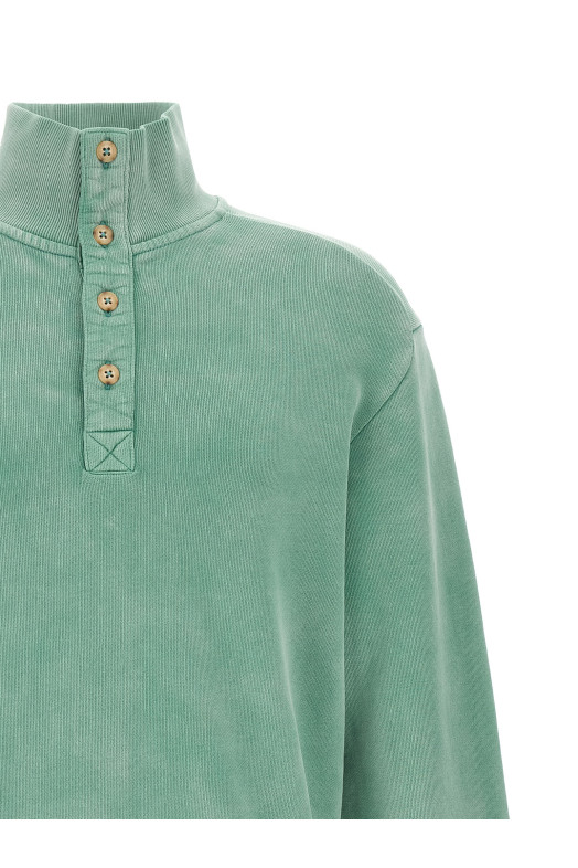 Buttoned turtleneck sweatshirt Green