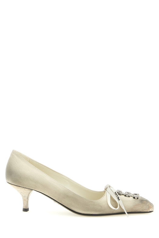 Кожаные туфли на шнурках, белые PRADA 1I612OFA055V69F0K74