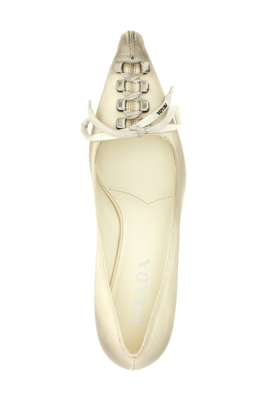 Кожаные туфли на шнурках, белые PRADA 1I612OFA055V69F0K74