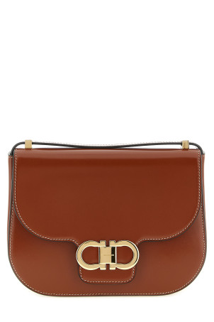 'Double Gancini' closure shoulder bag Brown