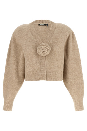 3D Flower Knit Cardigan Beige