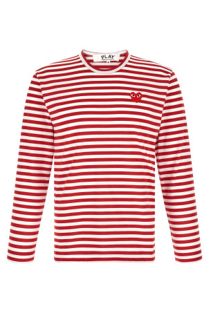 Striped T-Shirt With Heart Patch White