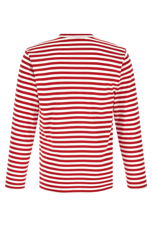 Striped T-Shirt With Heart Patch White
