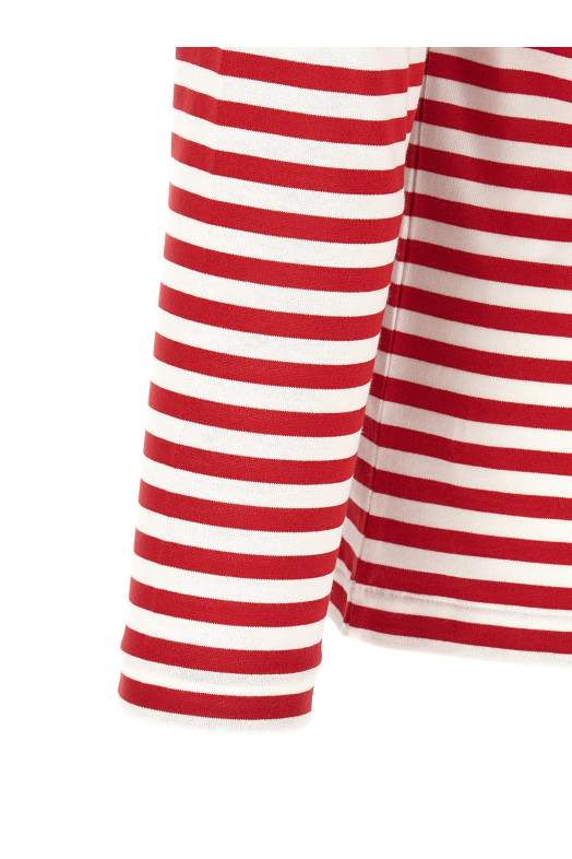 Striped T-Shirt With Heart Patch White