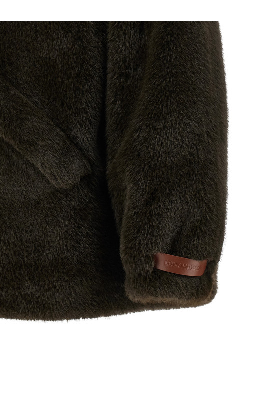 Куртка с капюшоном из эко-меха, зелёная 2670ARMYGREEN