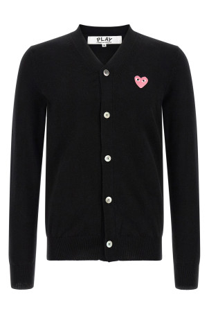 Wool cardigan with heart patch Black