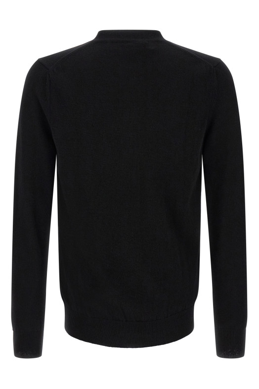 Wool cardigan with heart patch Black