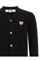 Wool cardigan with heart patch Black