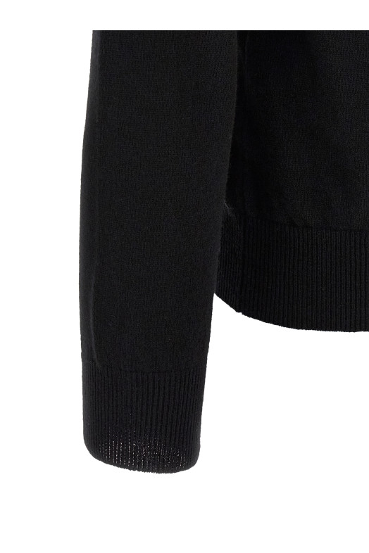 Wool cardigan with heart patch Black