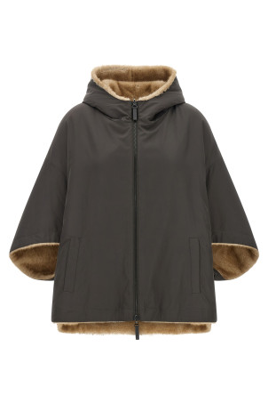 Reversible cape with hood Gray