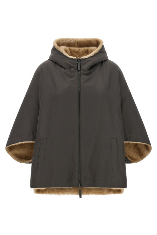 Reversible cape with hood Gray
