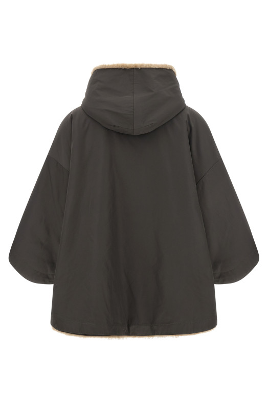 Reversible cape with hood Gray