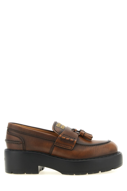 Мокасини з китицями, коричневі MIU MIU 5D743EF0553KY8F0038
