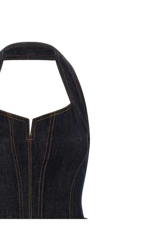 Джинсовое платье синего цвета SELF PORTRAIT AW26815SBLBLUEINDIGO