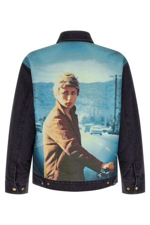 Cotton jacket with photo print Blue