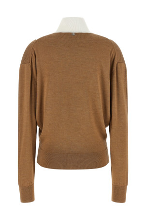 Sweater with perforated intarsia Beige