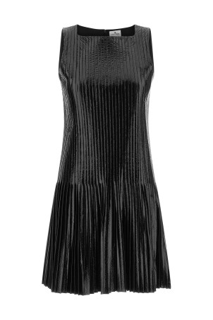 Vinyl pleated dress Black