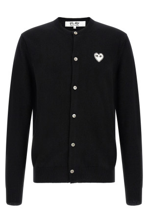 Wool cardigan with heart patch Black
