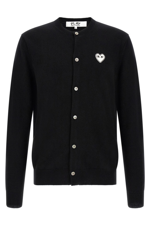 Wool cardigan with heart patch Black