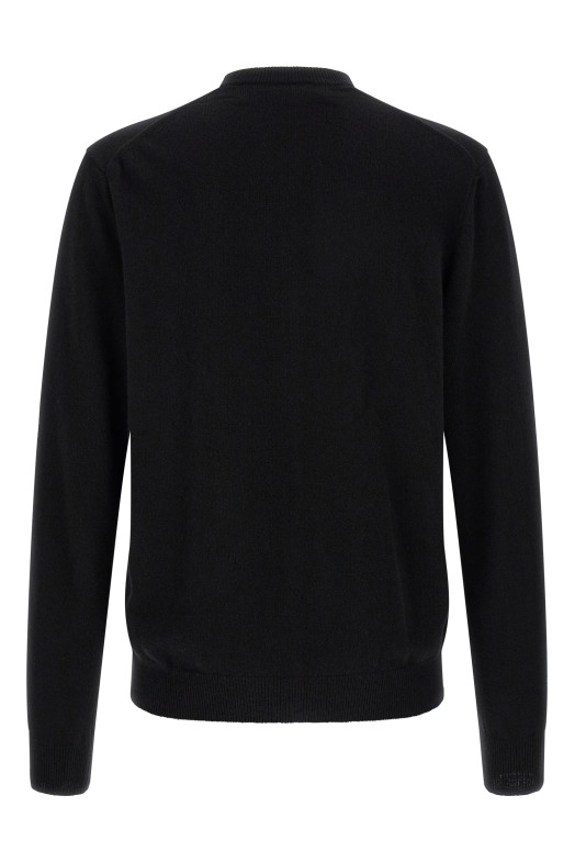 Wool cardigan with heart patch Black