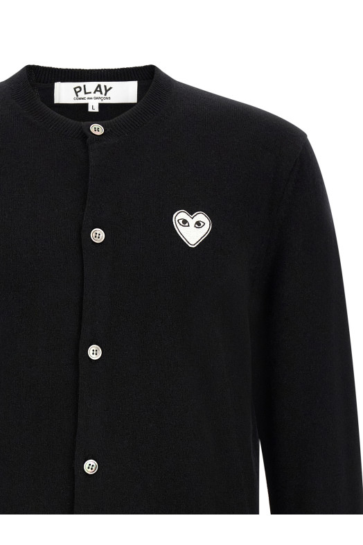 Wool cardigan with heart patch Black