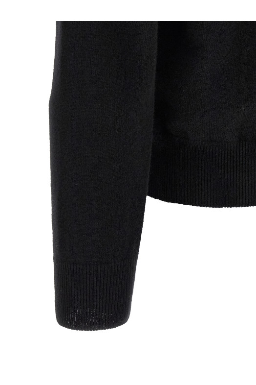 Wool cardigan with heart patch Black
