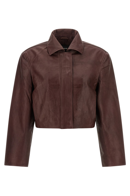 Куртка «Boxy Square Leather» бордового цвета 116666757757