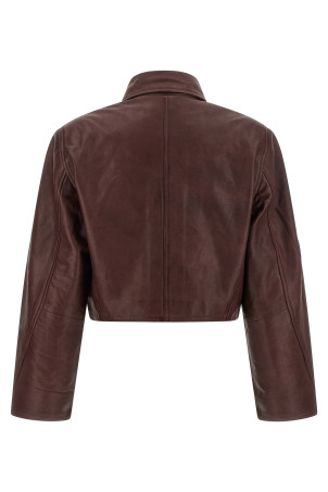 Куртка «Boxy Square Leather» бордового кольору 116666757757