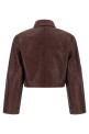 Куртка «Boxy Square Leather» бордового цвета 116666757757