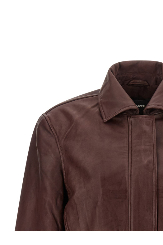 Куртка «Boxy Square Leather» бордового цвета 116666757757