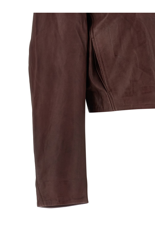 Куртка «Boxy Square Leather» бордового цвета 116666757757
