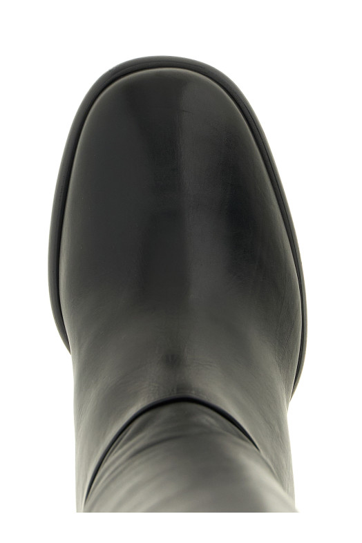 Высокие сапоги с пряжкой и логотипом, черные PRADA 1W678OF065070F0002