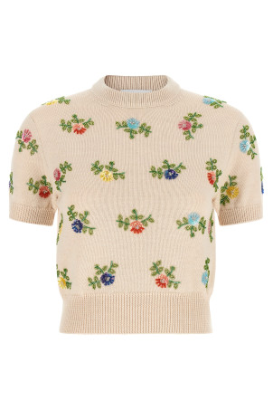Sweater with beads embroidery Beige