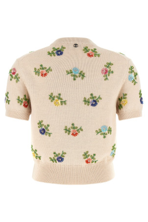 Sweater with beads embroidery Beige