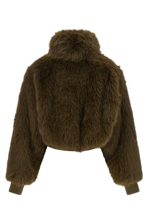 Bomber jacket with fur inserts Green