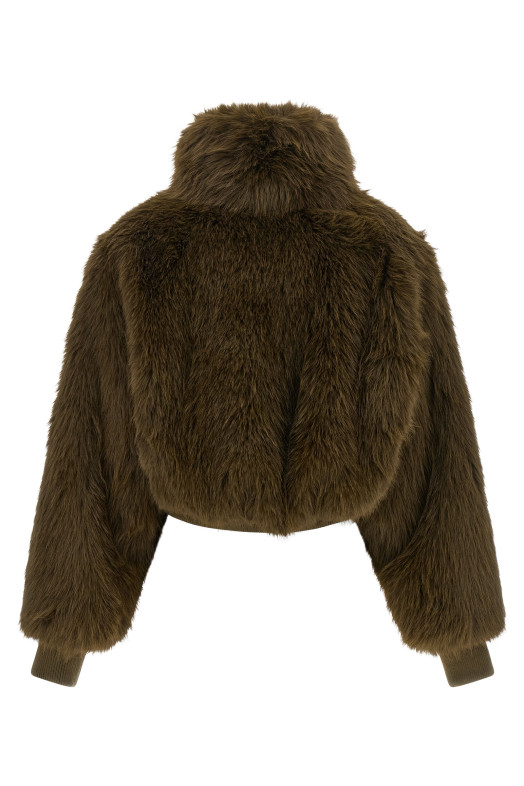 Bomber jacket with fur inserts Green