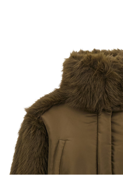 Bomber jacket with fur inserts Green