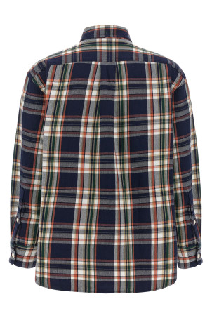 Checked Shirt with Embroidered Logo Blue