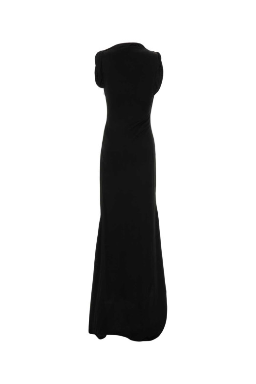 Чорна атласна довга сукня Black VICTORIA BECKHAM (1425WDR007008A)