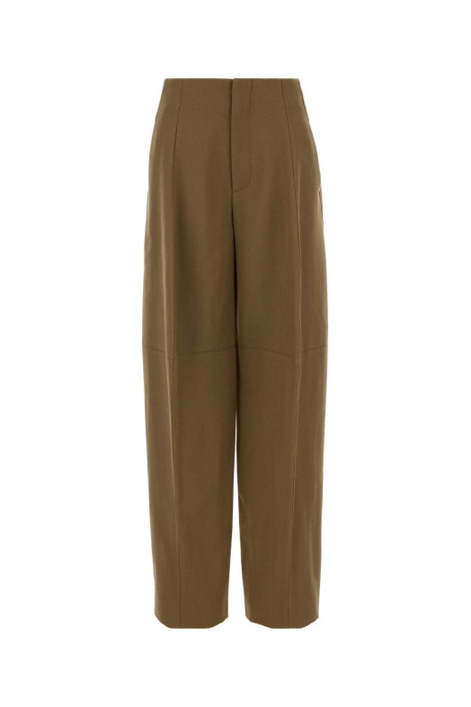 Бежевые брюки из эластичной полиэстеровой смеси VICTORIA BECKHAM (1425WTR006632C)