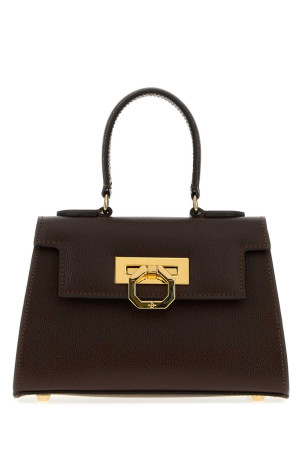 Brown leather Licia handbag Yellow CARBOTTI (241PALMELLATO)