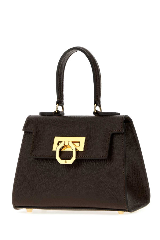 Brown leather Licia handbag Yellow CARBOTTI (241PALMELLATO)