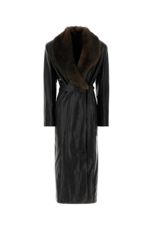 Black leather trench coat Black SANTORO (51022D)