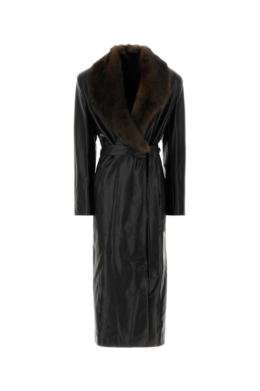 Black leather trench coat Black SANTORO (51022D)