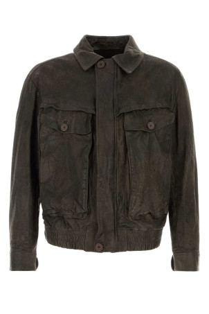 Dark brown leather bomber jacket Brown SANTORO (51521U)