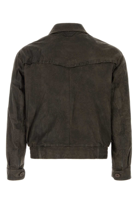 Dark brown leather bomber jacket Brown SANTORO (51521U)