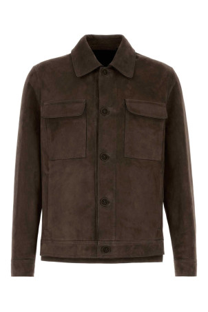 Dark brown suede jacket SANTORO (51690U)