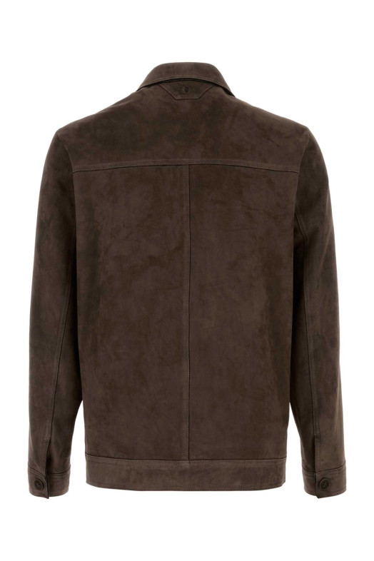 Dark brown suede jacket SANTORO (51690U)