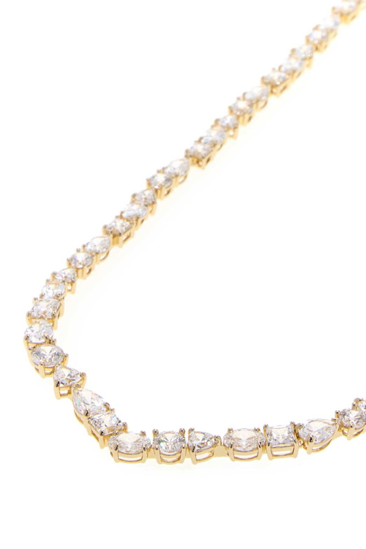MESMERA: ОЖЕРЕЛЬЕ В БЕЛОМ ЦВЕТЕ С КРИСТАЛЛАМИ SWAROVSKI (5743826)