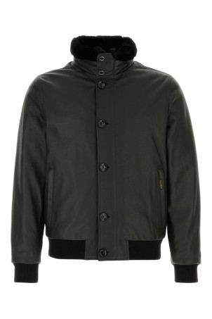 Black leather Cleros bomber jacket Black MOORER (CLEROSP1)
